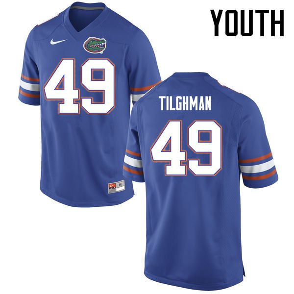 Florida Gators Youth #49 Jacob Tilghman College Football Jersey Blue